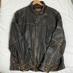 Men’s GENUINE Vintage Leather Bomber Jacket - XXL The Territory Ahead